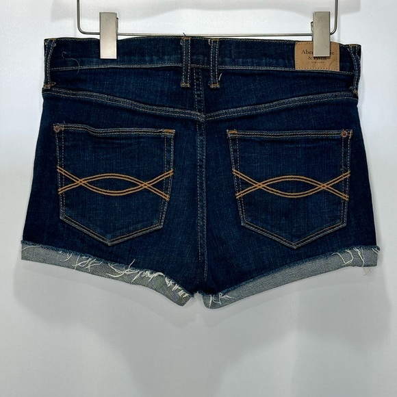 Abercrombie & Fitch Dark Blue Denim Cuffed Shorts - Picture 3 of 8